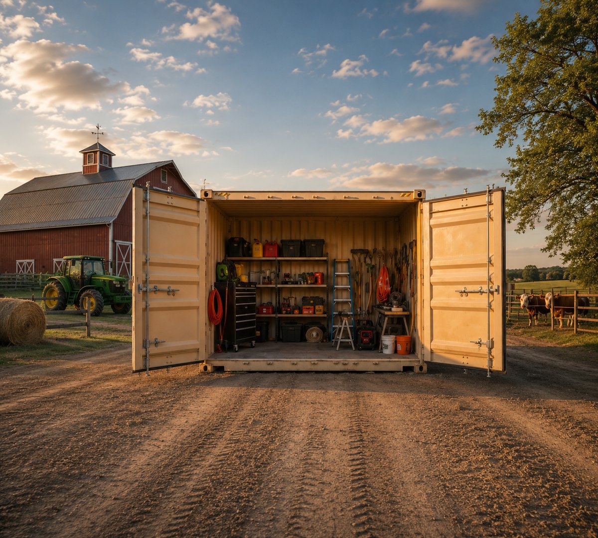 Container delivered to a farm