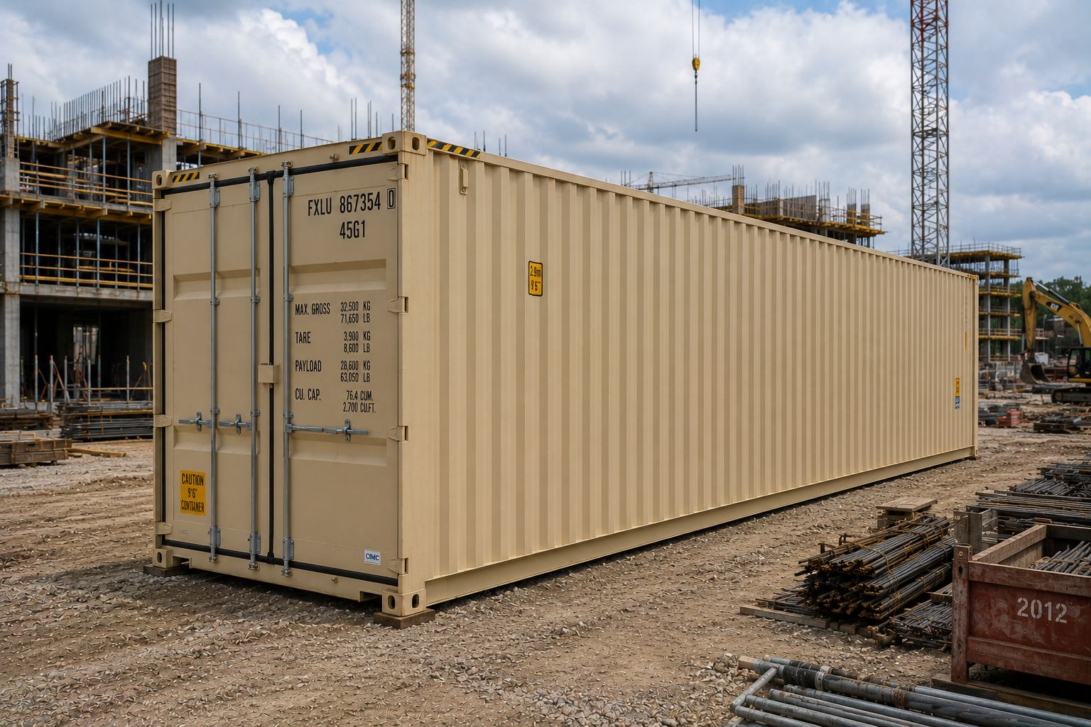 40ft shipping container delivered to a job site