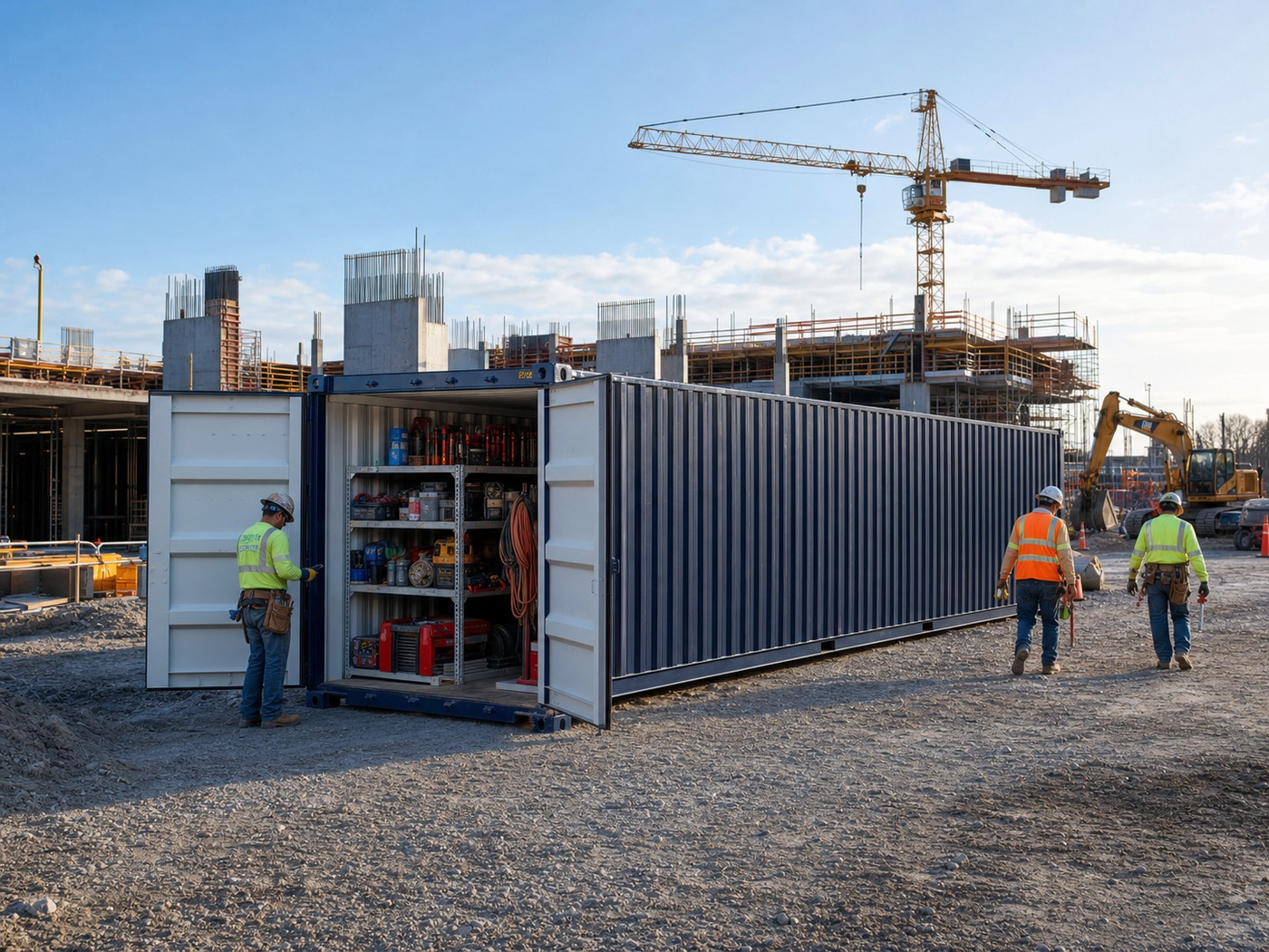 Forty foot container available for construction storage