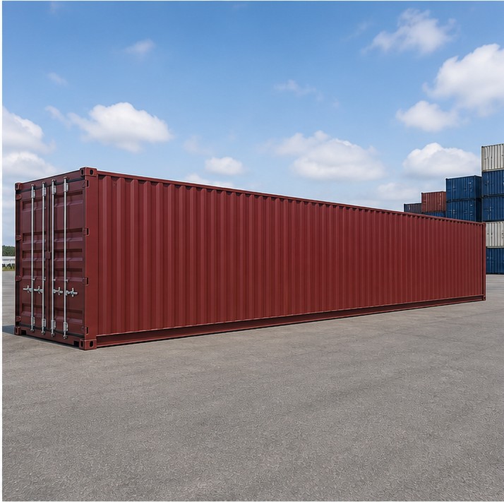Forty foot shipping container on a firm commercial service pad