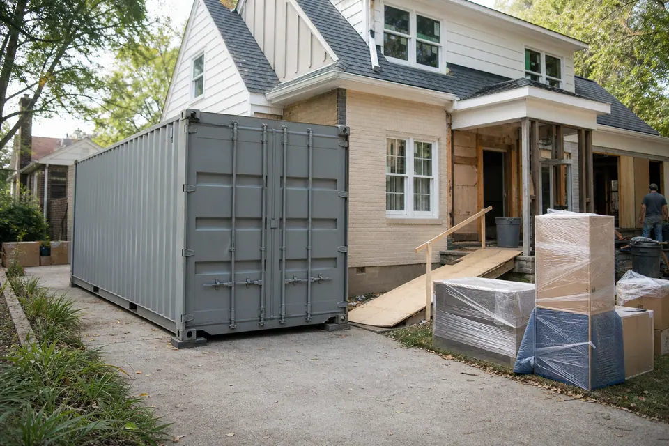 Renovation shipping container storage